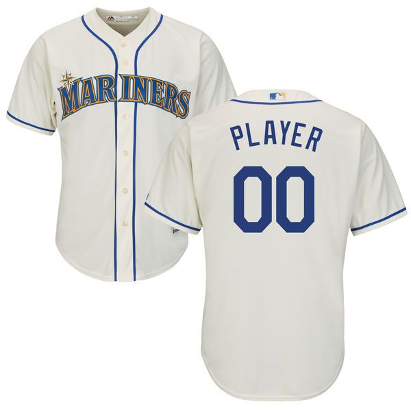 Men Seattle Mariners Majestic Cream Cool Base Custom MLB Jersey->customized mlb jersey->Custom Jersey